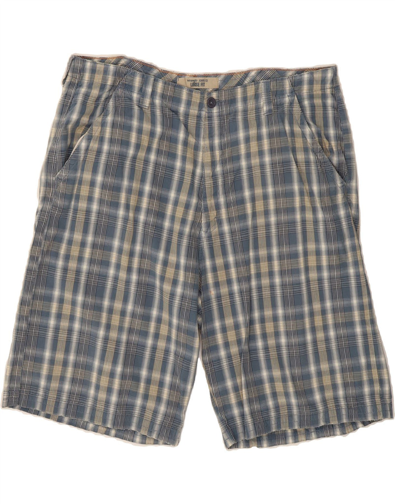 WRANGLER Mens Loose Fit Chino Shorts W40 XL Blue Check Vintage Wrangler and Second-Hand Wrangler from Messina Hembry 