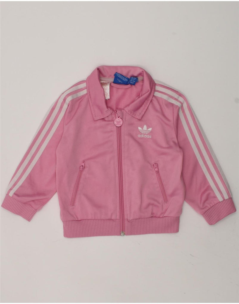 ADIDAS Baby Boys Graphic Tracksuit Top Jacket 9-12 Months Pink Polyester | Vintage Adidas | Thrift | Second-Hand Adidas | Used Clothing | Messina Hembry 