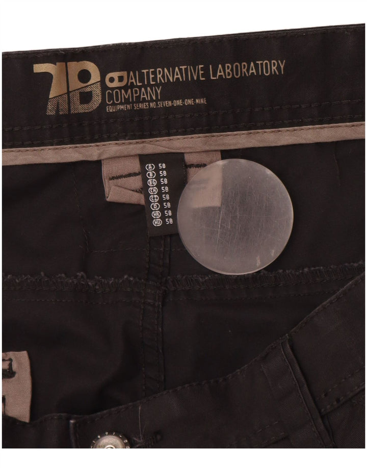 ANGELO LITRICO Mens Cargo Bermuda Shorts EU 58 4XL W42  Black Cotton