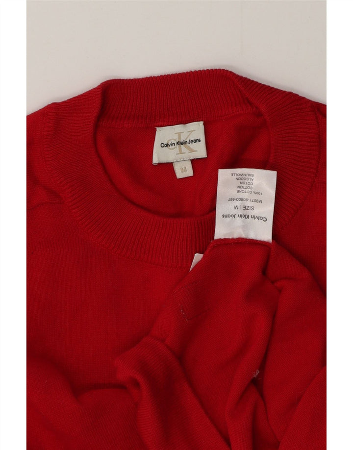 Calvin Klein Jeans Mens Crew Neck Jumper Sweater Medium Red Cotton