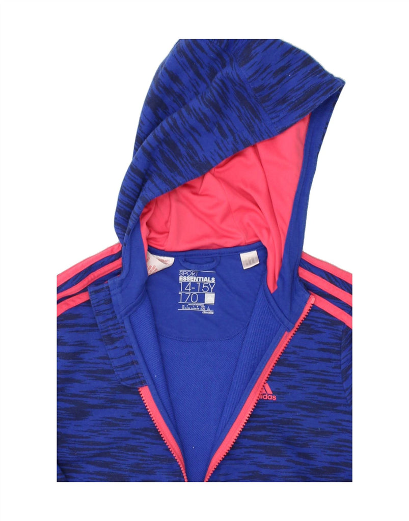 ADIDAS Girls Climalite Zip Hoodie Sweater 14-15 Years Navy Blue Flecked | Vintage Adidas | Thrift | Second-Hand Adidas | Used Clothing | Messina Hembry 