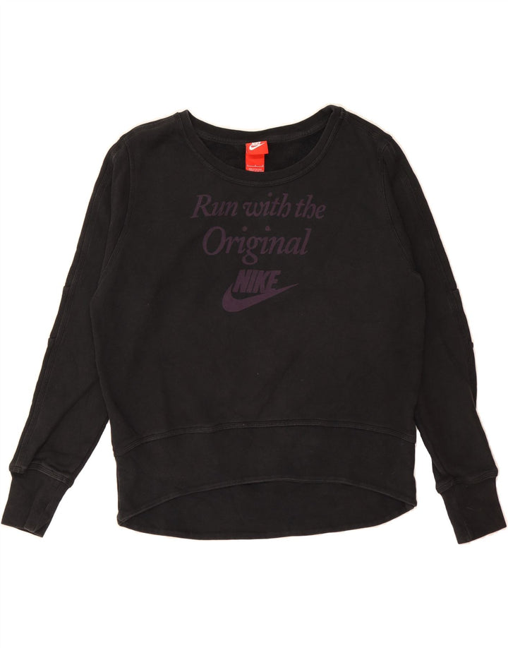 NIKE Womens Oversized Graphic Sweatshirt Jumper UK 16 Large Black Cotton Vintage Nike and Second-Hand Nike from Messina Hembry 