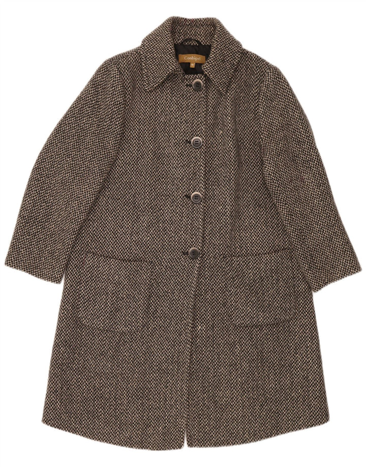 Conbipel Womens Overcoat IT 46 Large Grey Check Wool