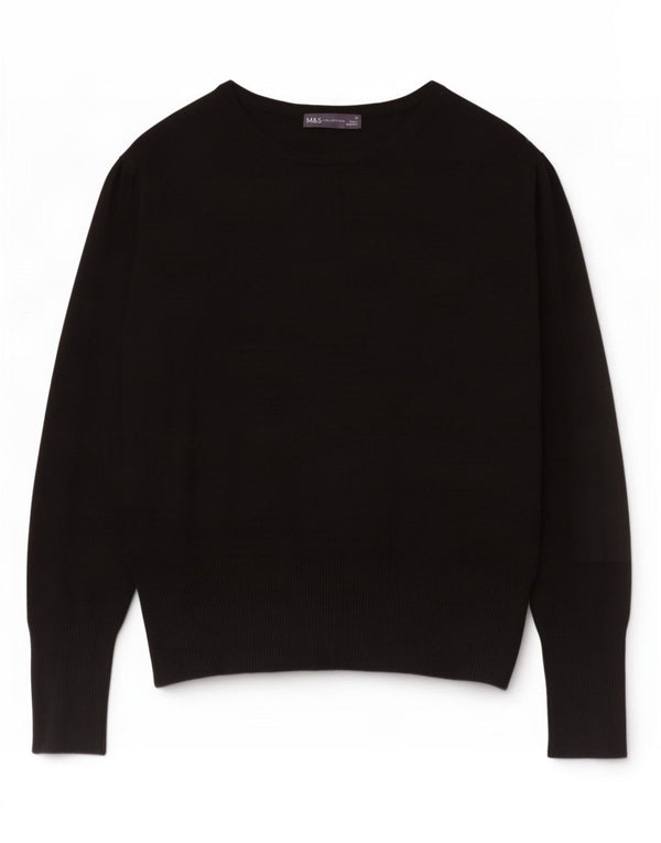 Marks & Spencer Womens Boat Neck Jumper Sweater UK 18 XL Black Viscose