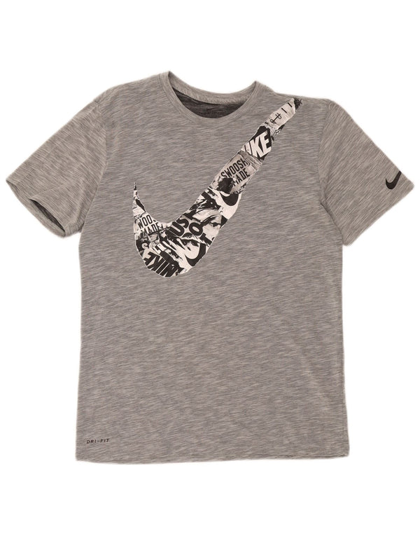 Nike Mens Dri Fit Graphic T-Shirt Top Medium Grey Cotton