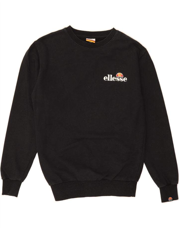 ELLESSE Womens Graphic Sweatshirt Jumper UK 8 Small Black Cotton Vintage Ellesse and Second-Hand Ellesse from Messina Hembry 