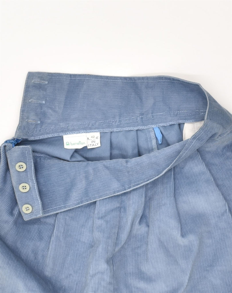 BENETTON Womens Corduroy A-Line Skirt IT 42 Medium W26  Blue Cotton | Vintage Benetton | Thrift | Second-Hand Benetton | Used Clothing | Messina Hembry 