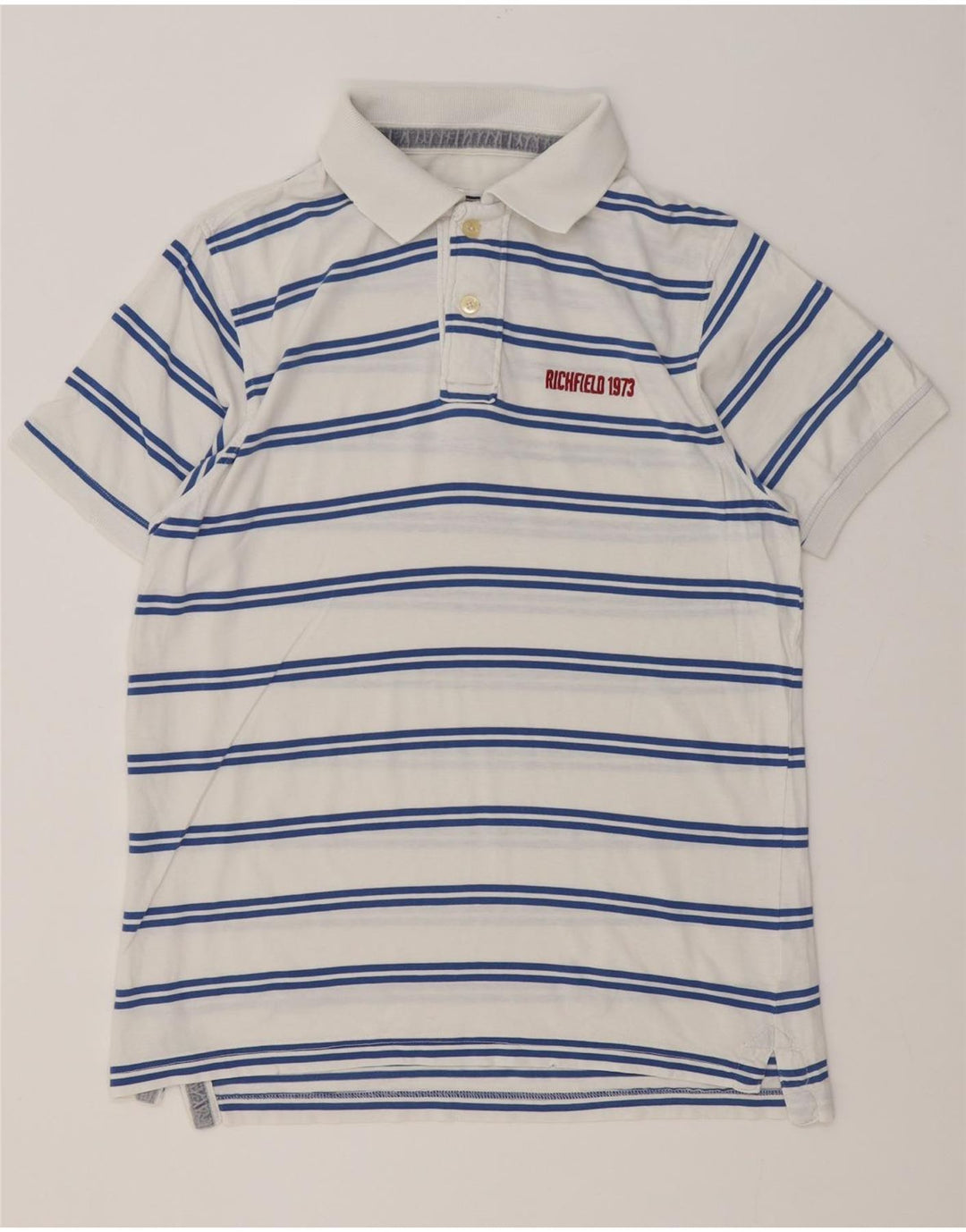 Richfield Mens Polo Shirt XL White Striped Cotton