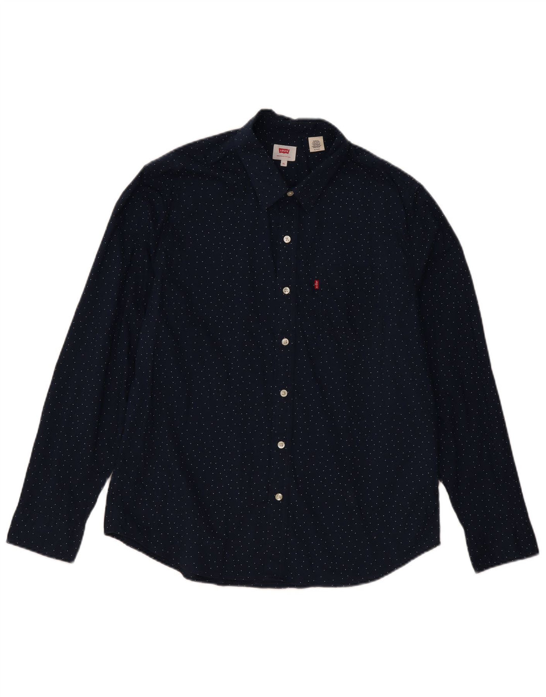 Levi's Mens Shirt XL Navy Blue Spotted Cotton Classic