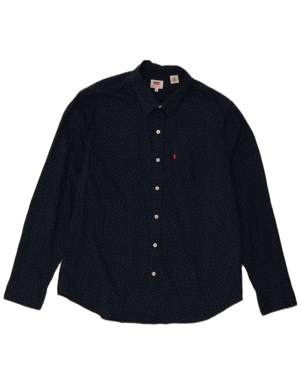 Levi's Mens Shirt XL Navy Blue Spotted Cotton Classic