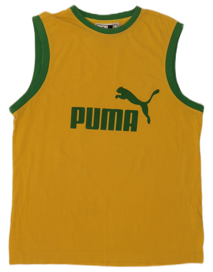 Puma Mens Graphic Vest Top Large Yellow Colourblock Cotton