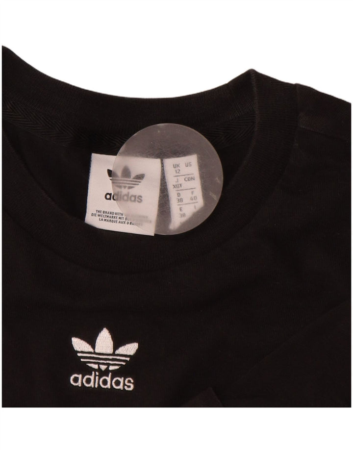 ADIDAS Womens Crop T-Shirt Top UK 12 Medium Black Cotton