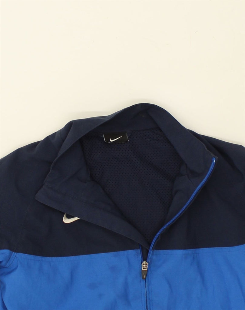 NIKE Womens Tracksuit Top Jacket UK 14 Large Blue Colourblock Polyester | Vintage Nike | Thrift | Second-Hand Nike | Used Clothing | Messina Hembry 