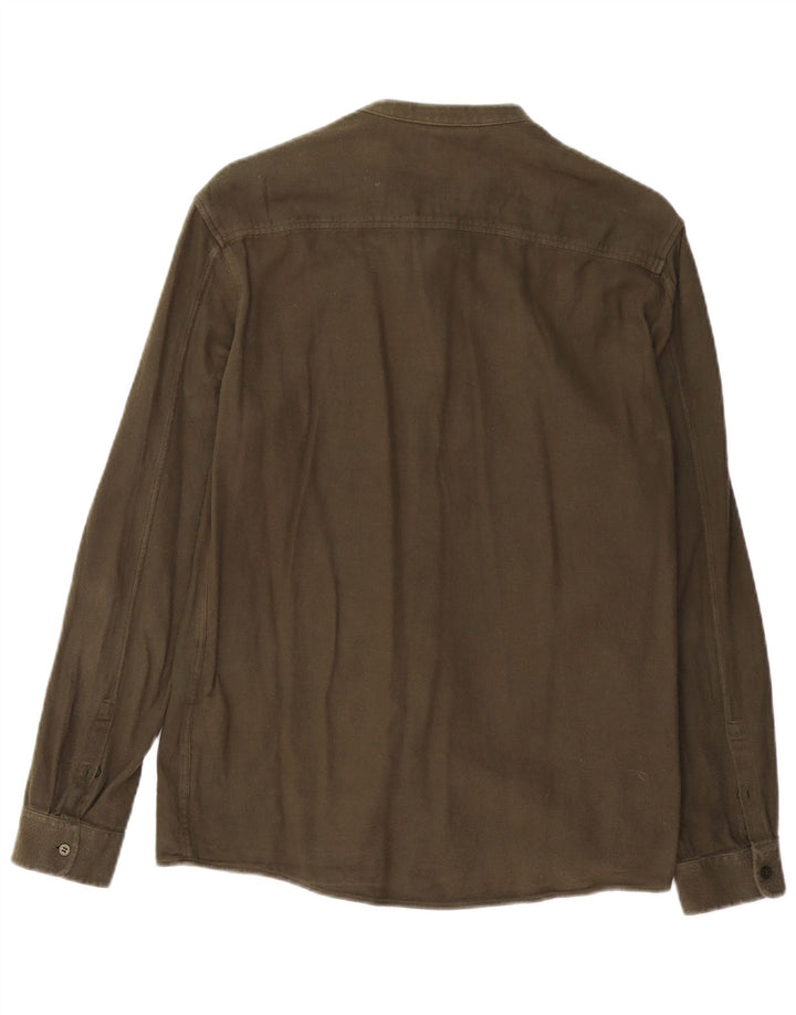 Cos Mens Shirt Small Khaki Cotton