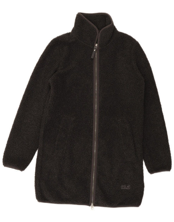 Jack Wolfskin Womens Oversized Fleece Overcoat UK 6 XS Grey Polyester