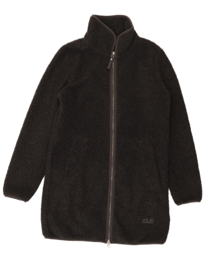 Jack Wolfskin Womens Oversized Fleece Overcoat UK 6 XS Grey Polyester