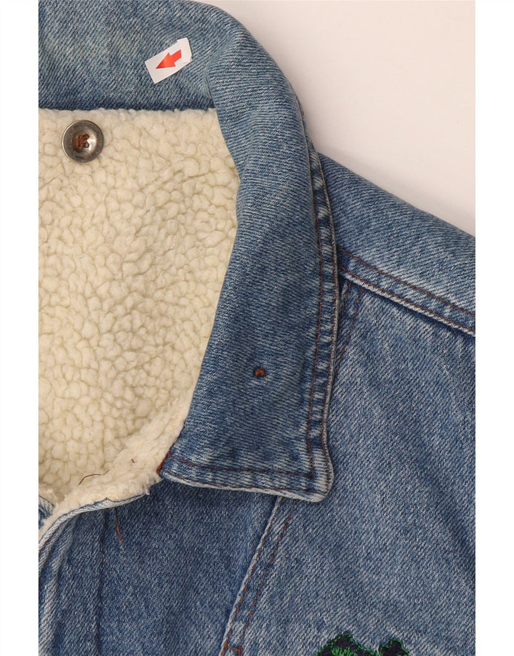 Vintage Mens Denim Sherpa Jacket UK 42 XL Blue