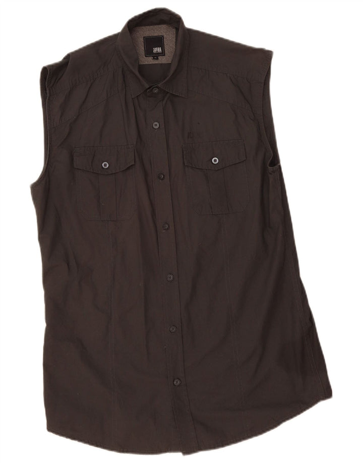 Jack & Jones Mens Graphic Sleeveless Shirt Medium Grey Cotton