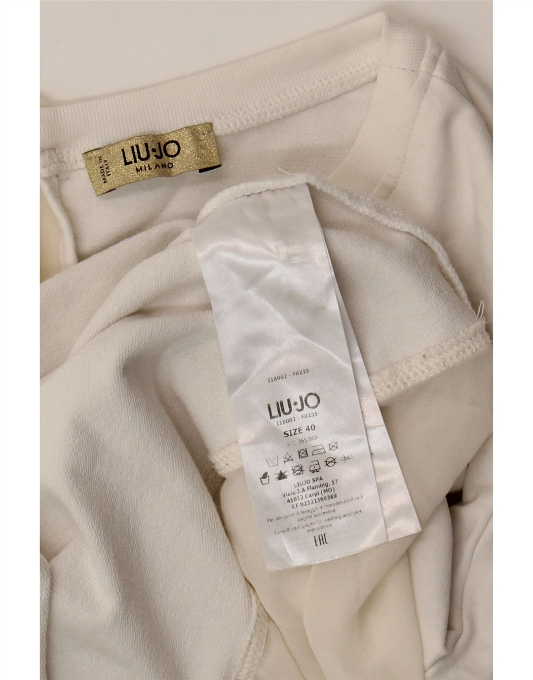 Liu Jo Womens 3/4 Sleeve Sweatshirt Jumper IT 40 Small White Cotton