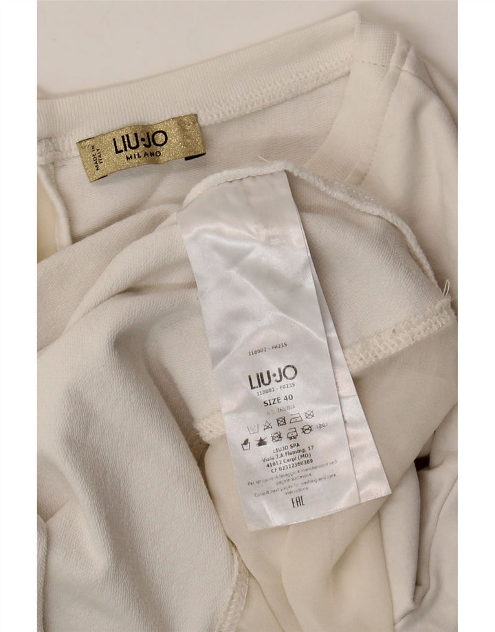 Liu Jo Womens 3/4 Sleeve Sweatshirt Jumper IT 40 Small White Cotton