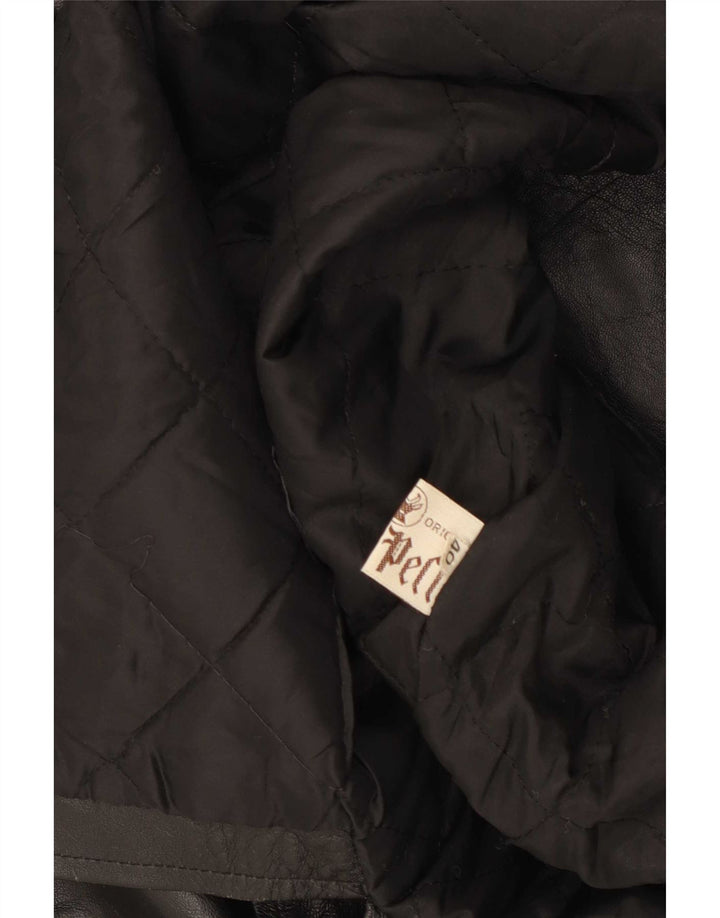 Vintage Womens Loose Fit Leather Coat IT 40 Small Black