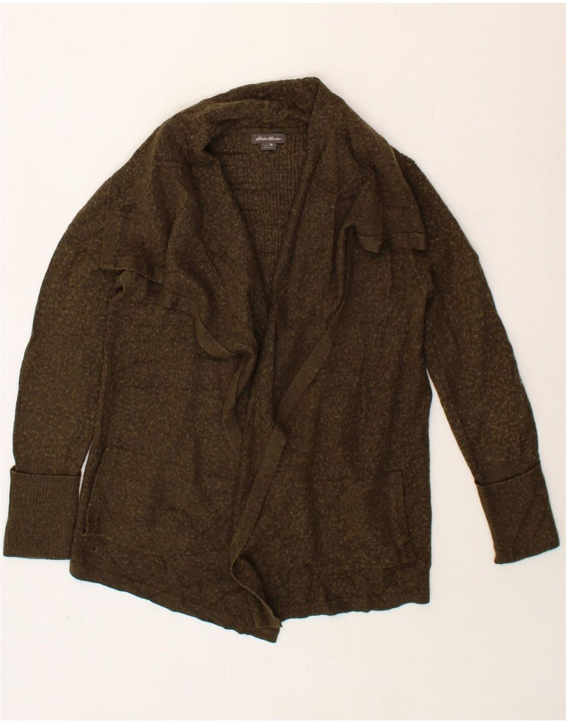 EDDIE BAUER Womens Open Cardigan Sweater UK 14 Medium Khaki Acrylic Vintage Eddie Bauer and Second-Hand Eddie Bauer from Messina Hembry 