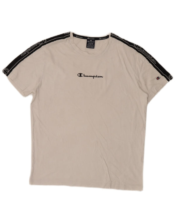 Champion Mens Graphic T-Shirt Top Medium White Colourblock