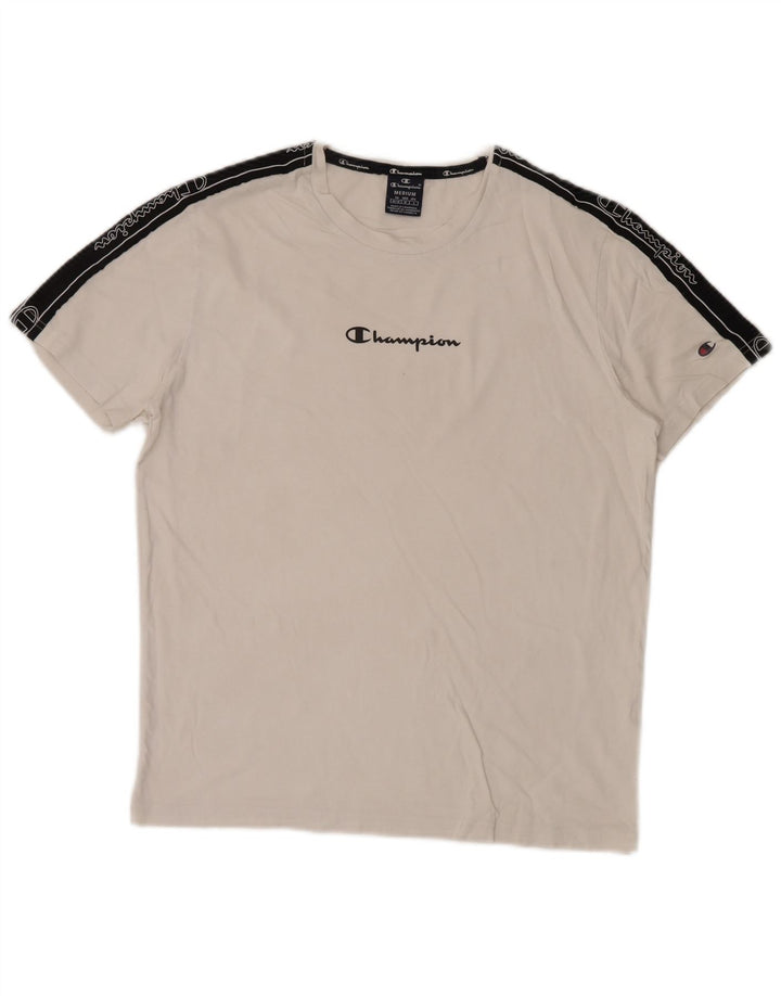 Champion Mens Graphic T-Shirt Top Medium White Colourblock