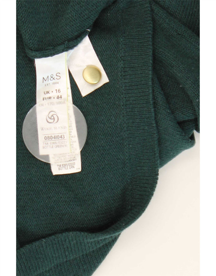 Marks & Spencer Womens Cardigan Sweater UK 16 Large Green Acrylic