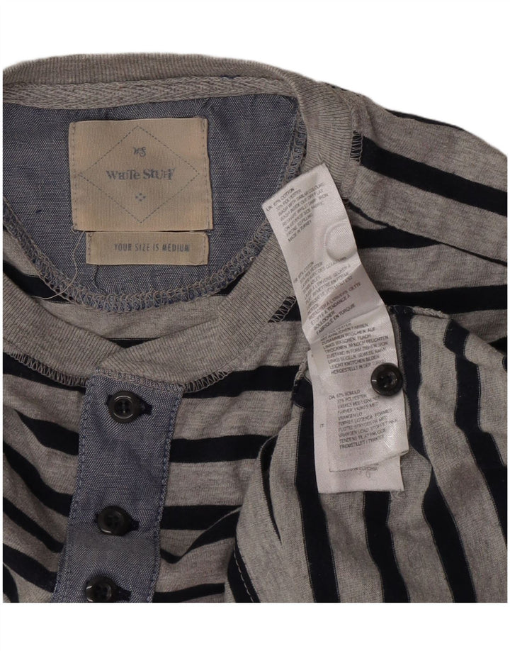 White Stuff Mens Top Long Sleeve Medium Grey Striped Polyester