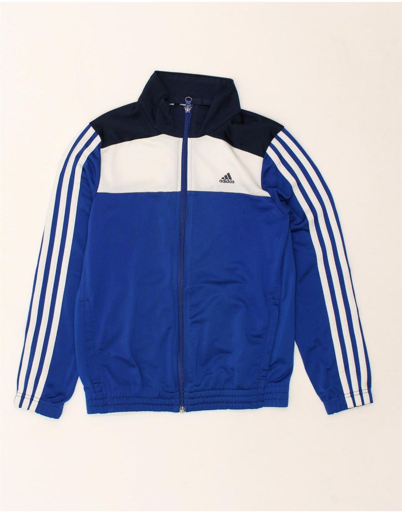 ADIDAS Boys Tracksuit Top Jacket 11-12 Years Blue Colourblock Polyester | Vintage Adidas | Thrift | Second-Hand Adidas | Used Clothing | Messina Hembry 