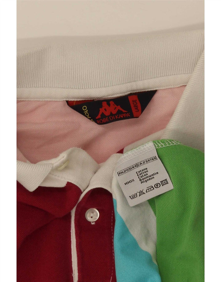 Kappa Mens Polo Shirt Large Multicoloured Striped Cotton