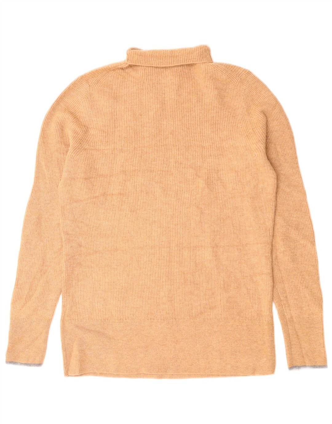 Calvin Klein Womens Roll Neck Jumper Sweater UK 14 Large Beige Wool