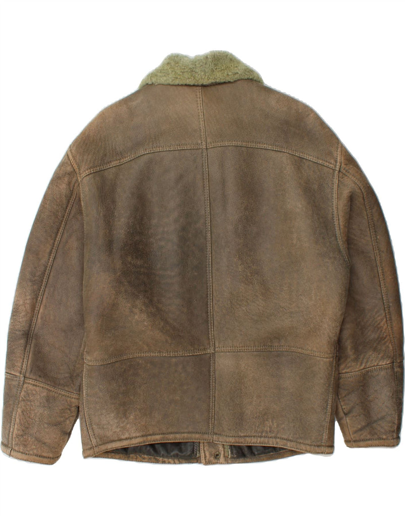 VINTAGE Mens Shearling Jacket UK 42 XL Brown Vintage Vintage and Second-Hand Vintage from Messina Hembry 