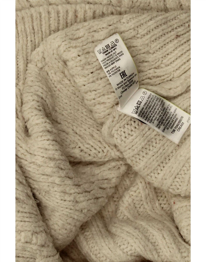 Marks & Spencer Womens Oversized Cardigan Sweater UK 10 Small Beige Acrylic
