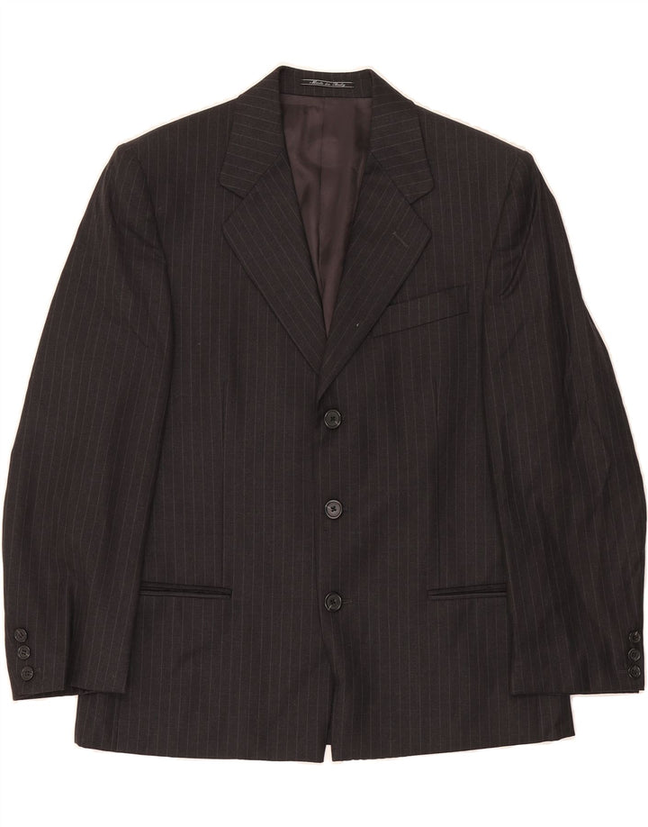 FENDI Mens 3 Button Blazer Jacket IT 50 Large Grey Pinstripe Virgin Wool Vintage Fendi and Second-Hand Fendi from Messina Hembry 