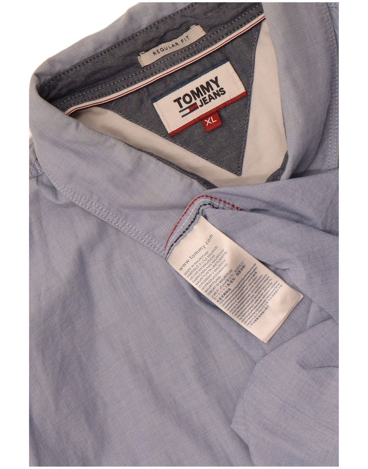 Tommy Hilfiger Mens Regular Fit Shirt XL Blue Cotton