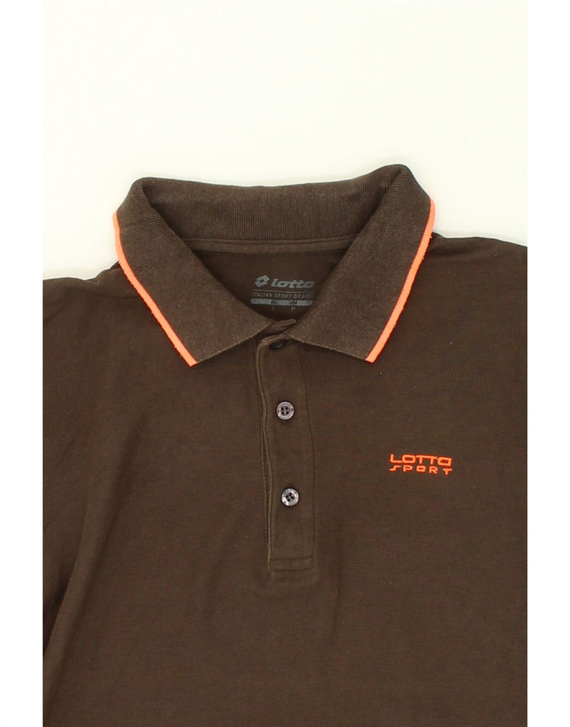 LOTTO Mens Polo Shirt Medium Brown Cotton | Vintage Lotto | Thrift | Second-Hand Lotto | Used Clothing | Messina Hembry 