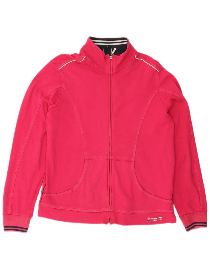 CHAMPION Womens Tracksuit Top Jacket UK 16 Large Pink Cotton