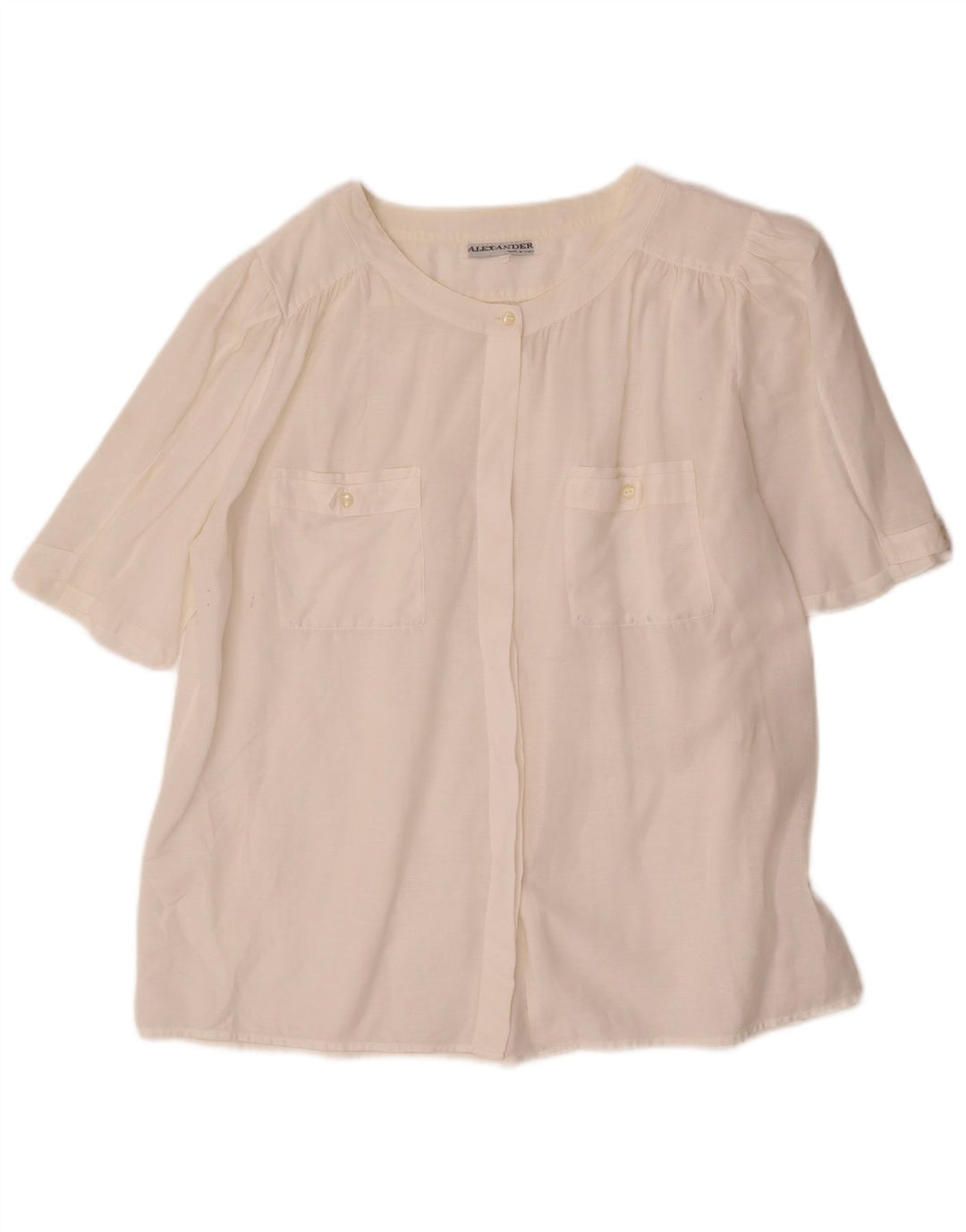 Alexander Womens Short Sleeve Shirt Blouse UK 14 Large White