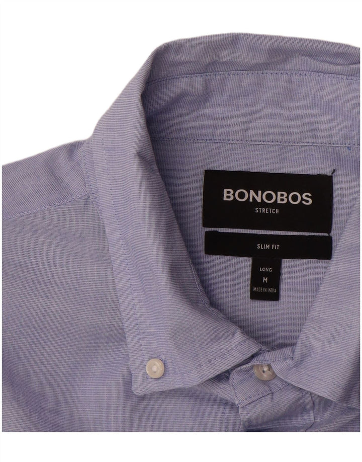 BONOBOS Mens Long Slim Fit Shirt Medium Blue Cotton