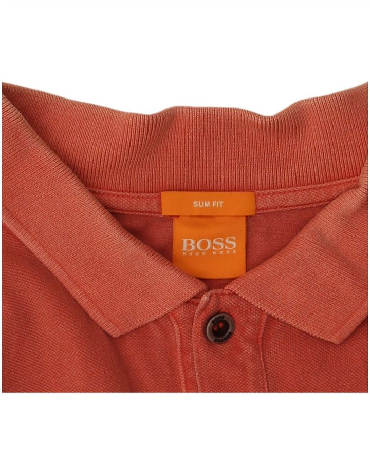 Hugo Boss Mens Slim Fit Polo Shirt Large Orange