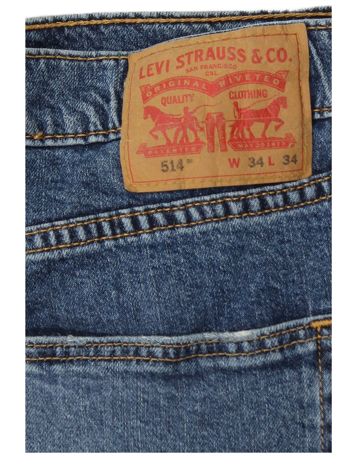 Levi's Mens 514 Straight Jeans W34 L32 Blue Cotton