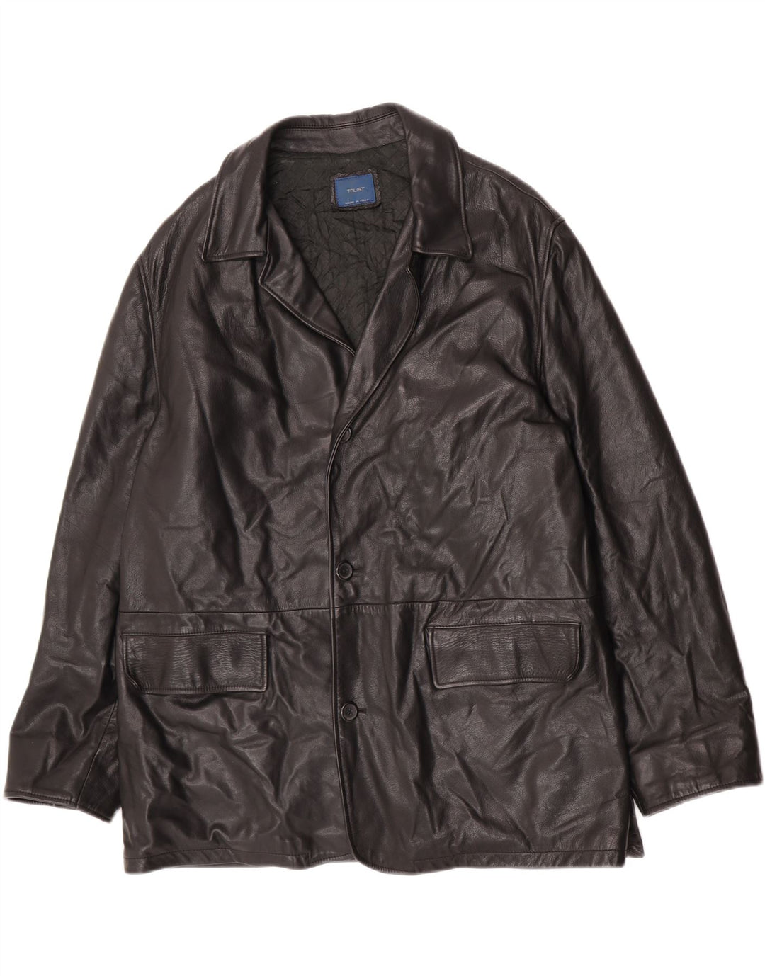 Vintage Mens Leather Jacket IT 52 XL Black Leather