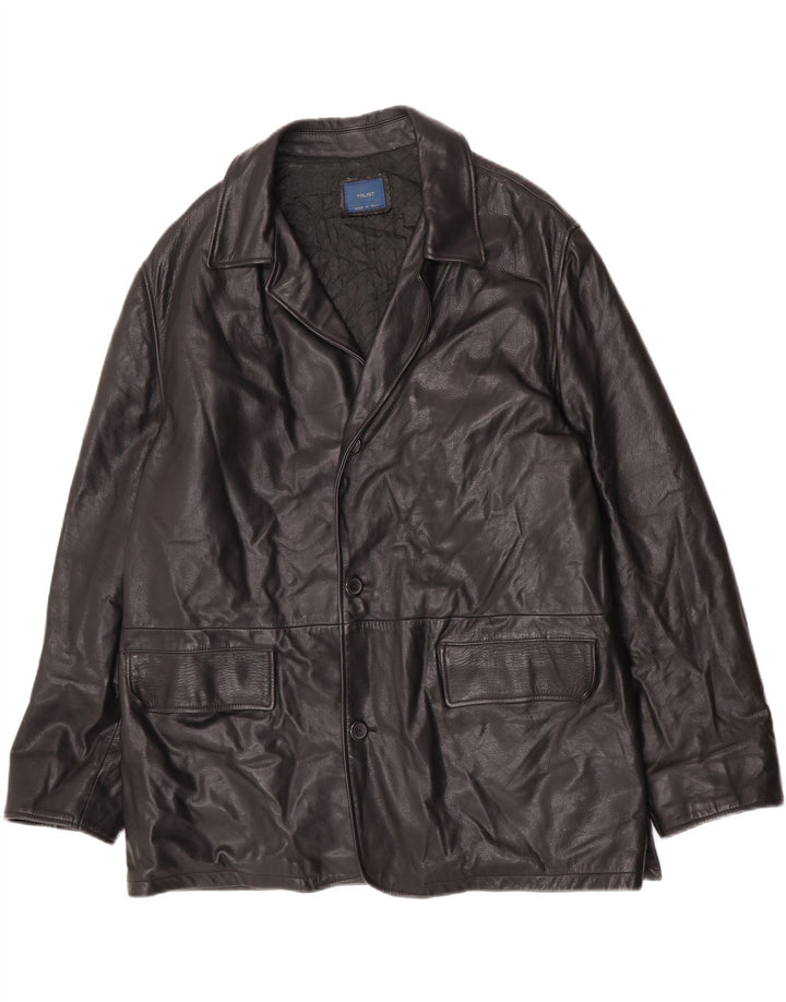 Vintage Mens Leather Jacket IT 52 XL Black Leather