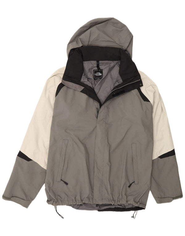 The North Face Mens Hooded Rain Jacket UK 42 XL Grey Colourblock Nylon
