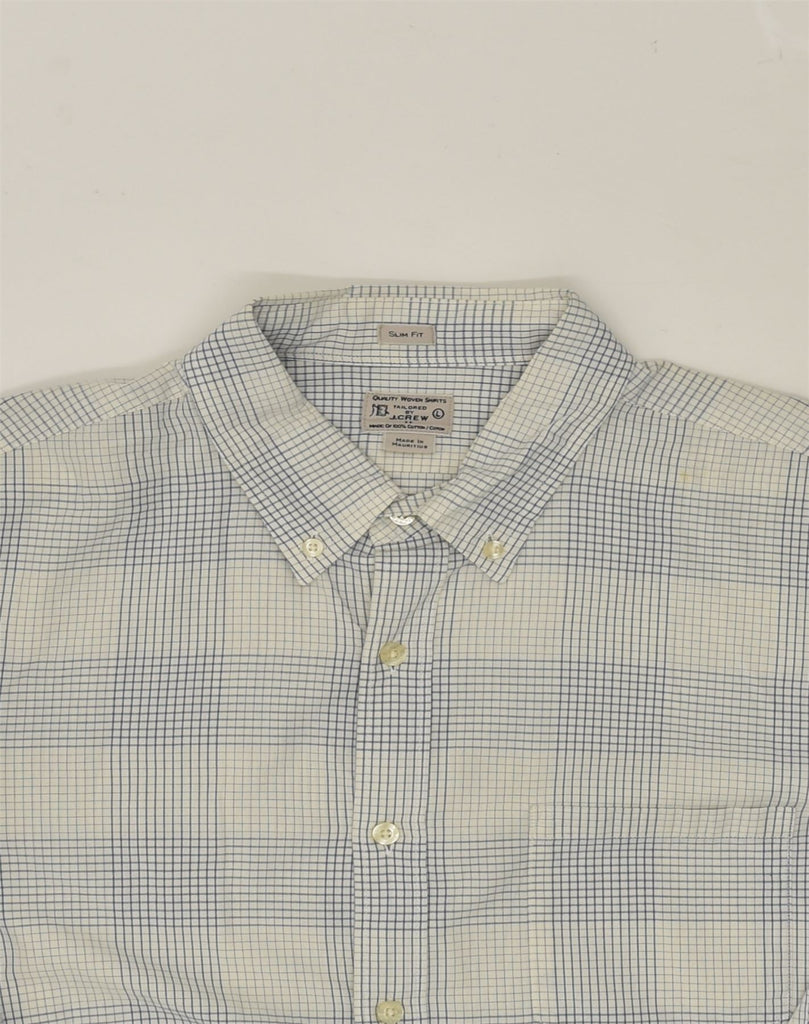 J. CREW Mens Slim Fit Shirt Large Blue Check Cotton | Vintage J. Crew | Thrift | Second-Hand J. Crew | Used Clothing | Messina Hembry 