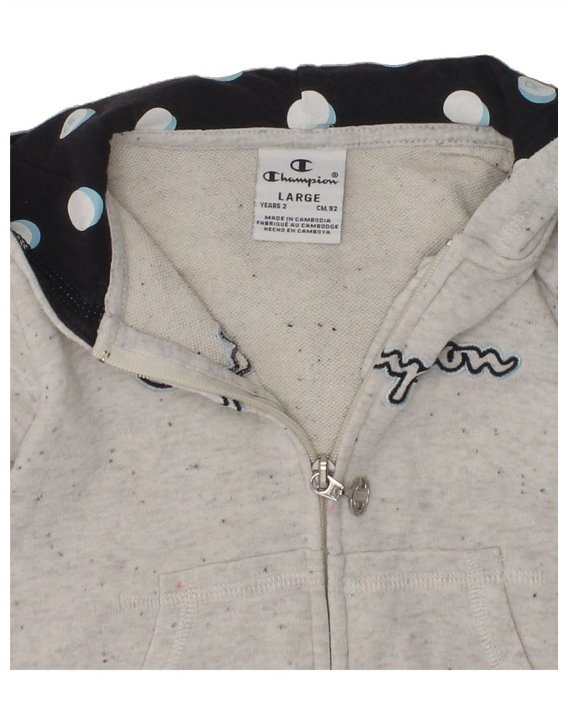 CHAMPION Girls Graphic Zip Hoodie Sweater 2-3 Years Large  Grey Cotton | Vintage Champion | Thrift | Second-Hand Champion | Used Clothing | Messina Hembry 