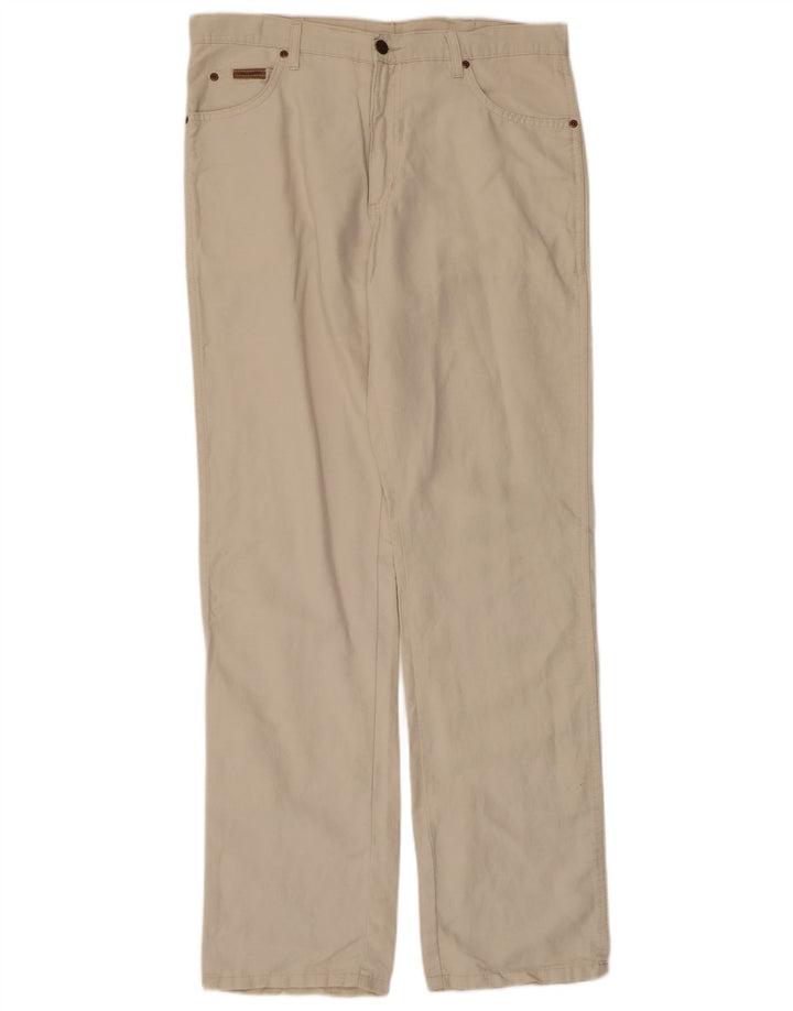 WRANGLER Mens Straight Casual Trousers W34 L34  Beige Cotton