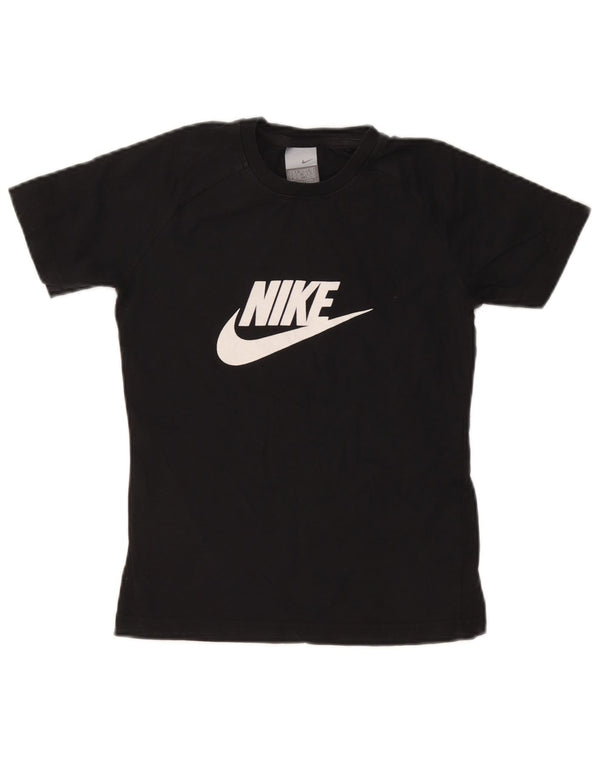 NIKE Womens Graphic T-Shirt Top UK 8/10 Small Black Cotton